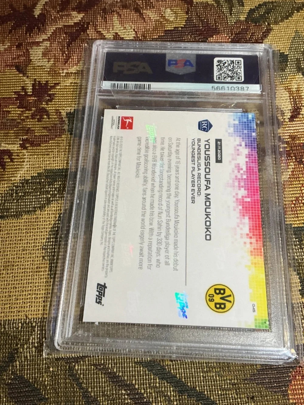 2020-21 Topps Now Bundesliga Youssoufa Moukoko 045 rookie card graded PSA 10